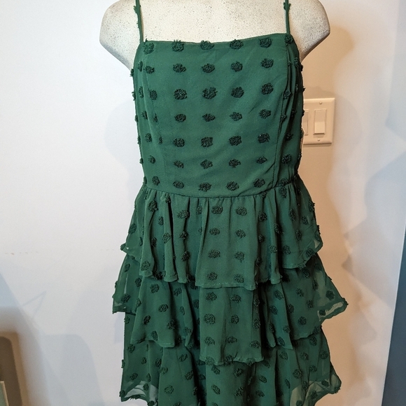 Altar'd State Emerald Green clip dot dress, Size XL fits M/L - Picture 7 of 16